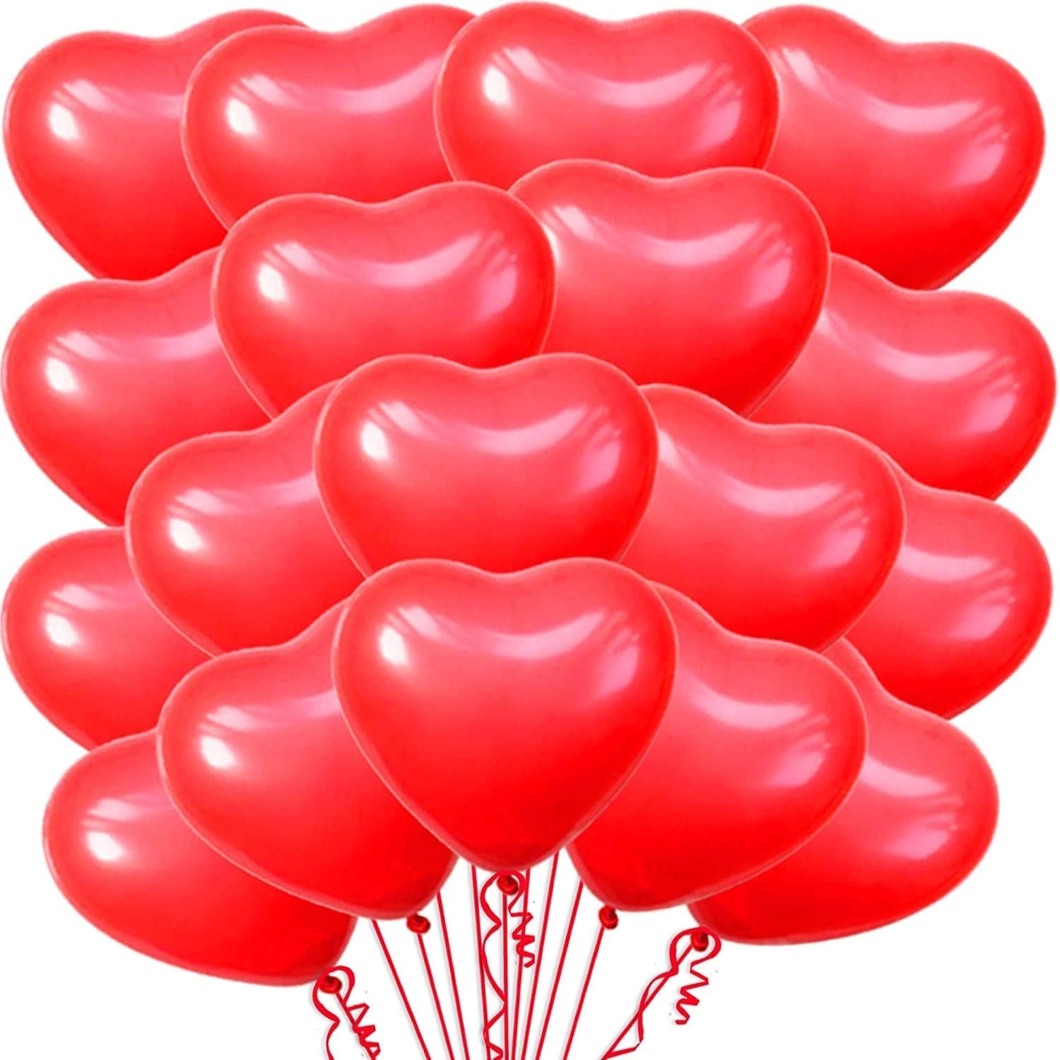 Party Time Trading LLC Heart Shape Latex Balloons - 25 Pieces Birthday Wedding Engagement Bridal Shower Valentines Day
