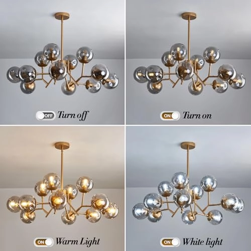 12-Light Glass Globe Sputnik Chandelier
