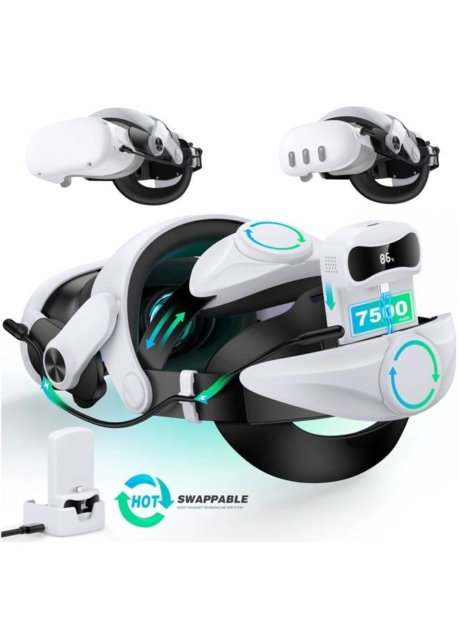 Mocagen Head Strap - White + Digital Display Battery Pack + Charger Dock