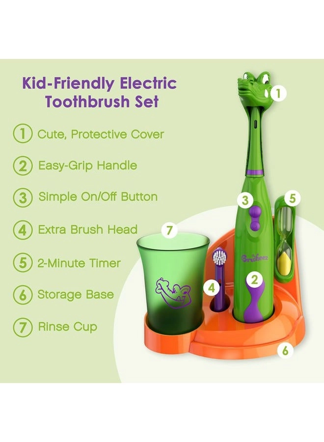 Kids’ Electric Toothbrush Set - Ages 3+ 2 Brush Heads 2-Minute Timer