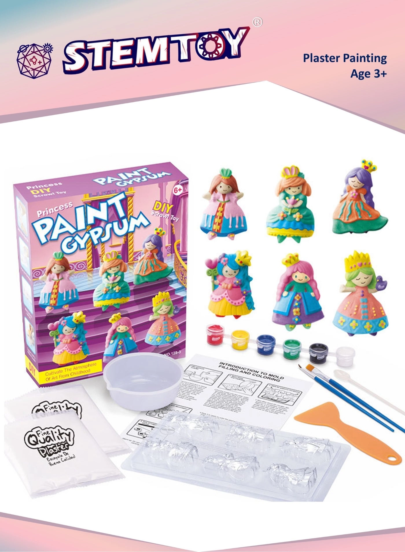 STEMTOY DIY Plaster Princess Painting Set - 6 Pcs