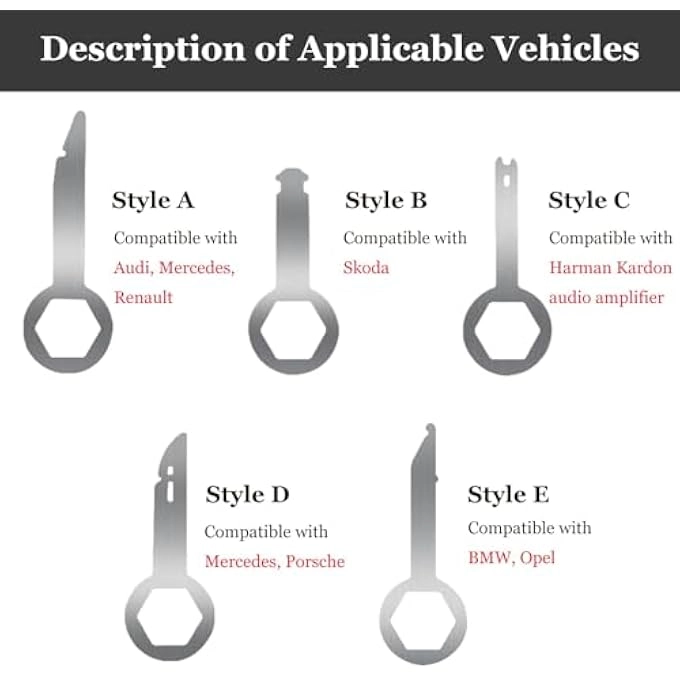 Car Radio Removal Tool Key Set - Audi Vw Volkswagen Mercedes Benz Bmw