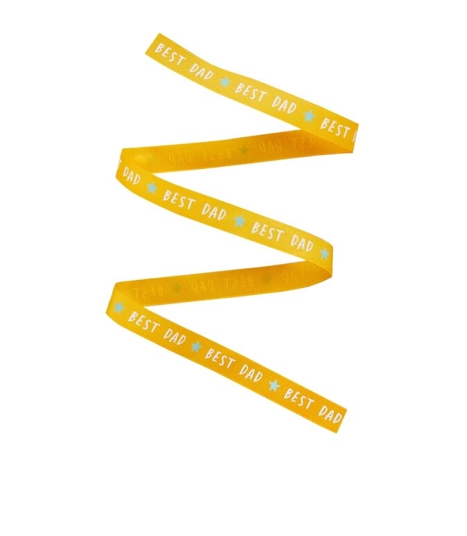 Party Zone Best Dad Ribbon - 5m mustard
