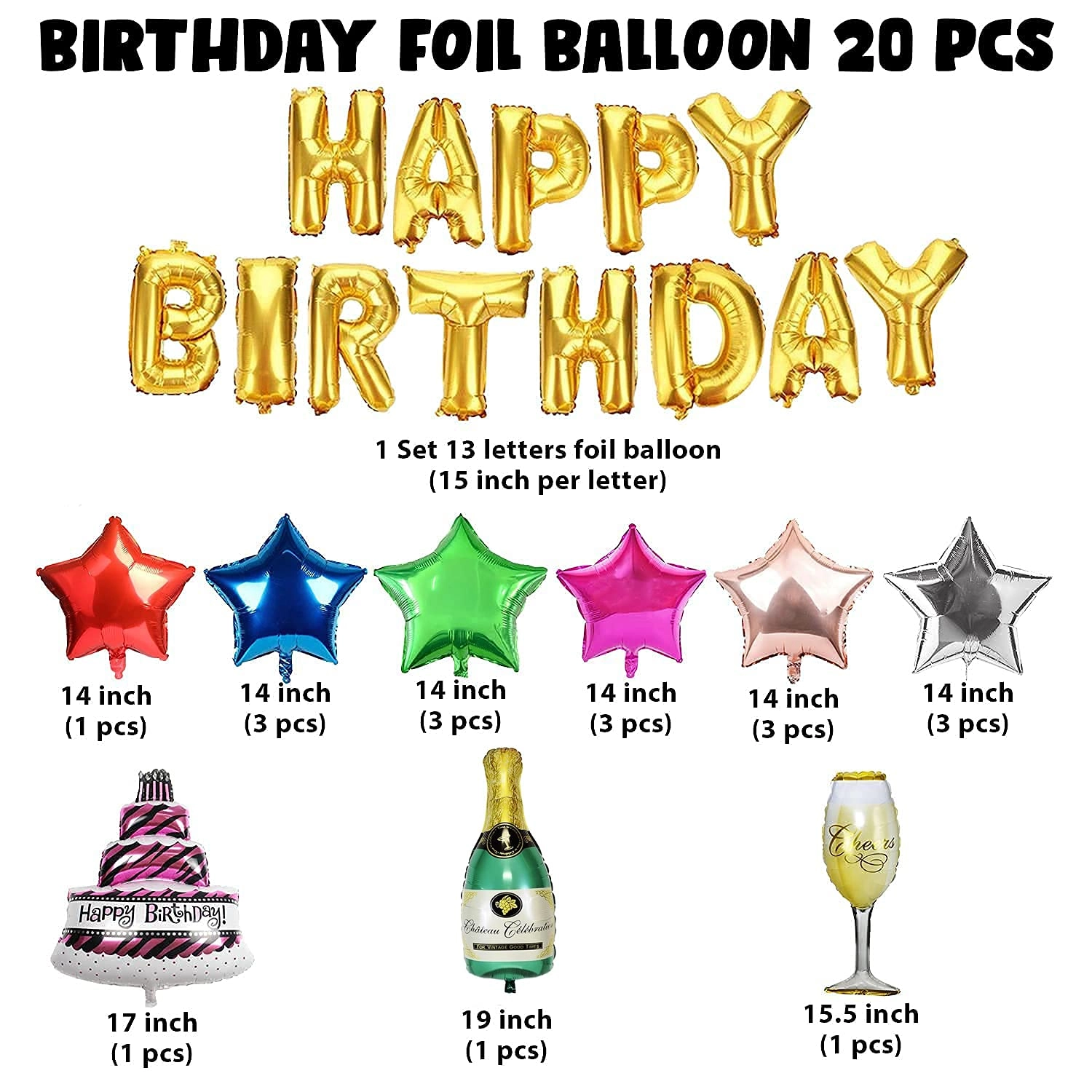 Happy Birthday Decoration Kit - 20Pcs Birthday