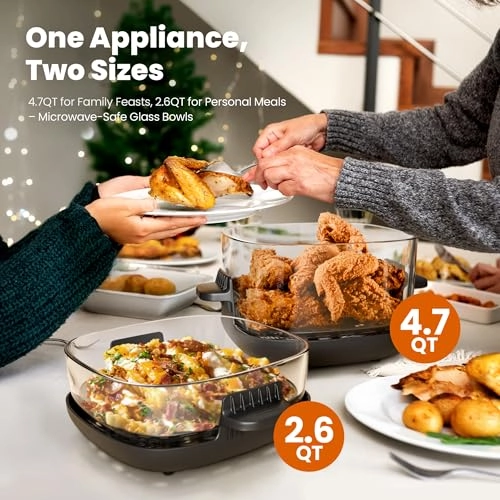 5-in-1 Portable Glass Air Fryer K8126-GREY