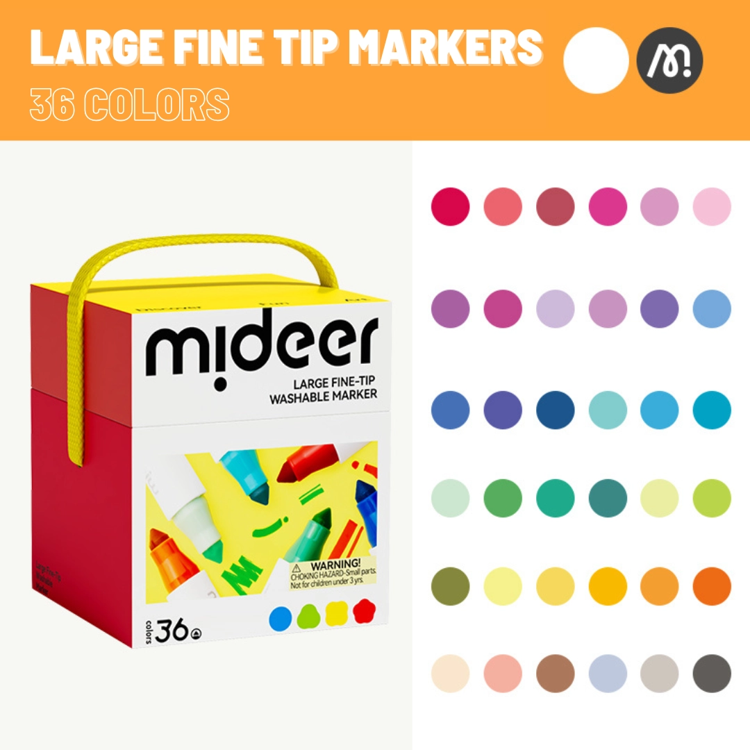 Fine Tip Washable Markers - Multi Colour Large cone tip