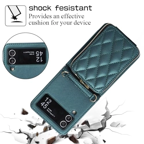 Miagon Case - Faux Leather Zipper Purse Wallet Phone Cover for Samsung Galaxy Z Flip4