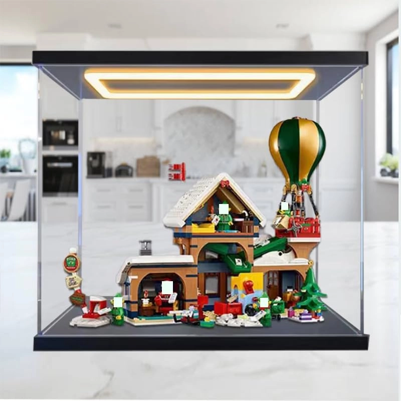 Clear Acrylic Display Case for Lego 10339 - Black Bottom+top Light 15.74x9.84x13.38in.(40x26x34cm)