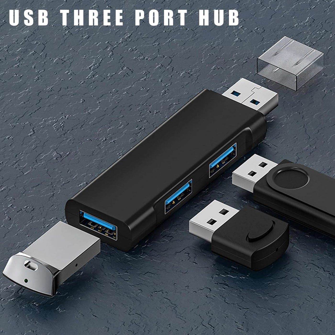 USB C Hub Multiport Adapter - 3 Port USB 3.0 Black