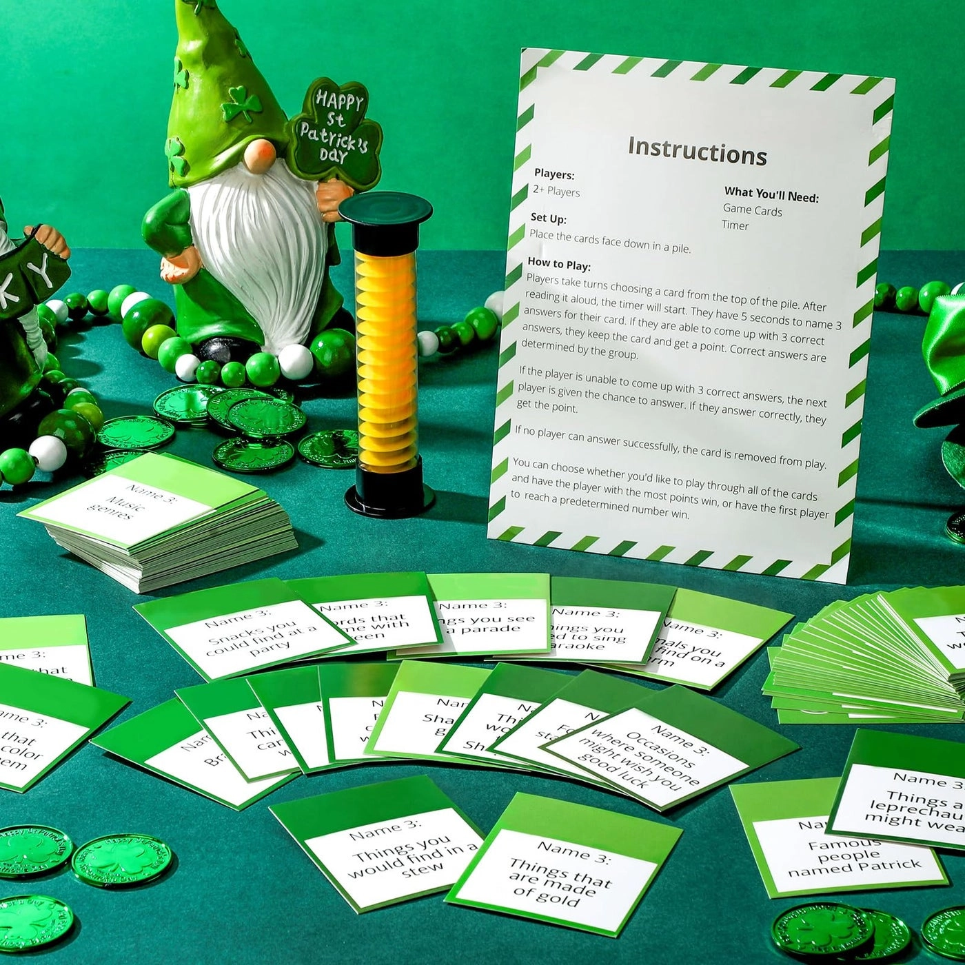 St Patricks Day 5 Second Game - Question Cards Hourglass