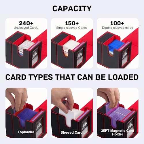 Trading Card Deck Box - Black/Red Modern