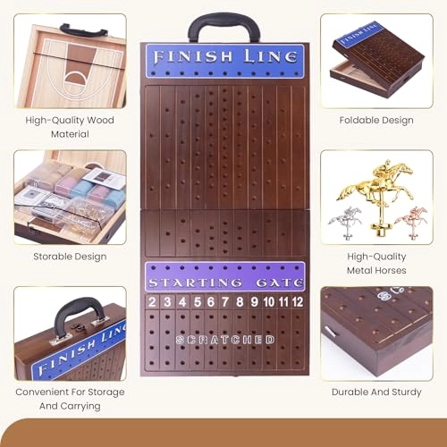 Horse Race - Foldable 11 Metal Horses + Sling Puck - 20 Pucks