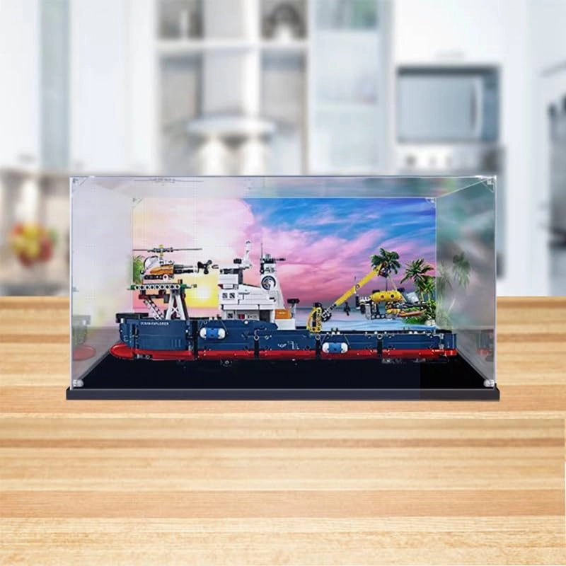 Acrylic Display Case - LE-GO 42064 22.83x6.29x10.62in Black Bottom