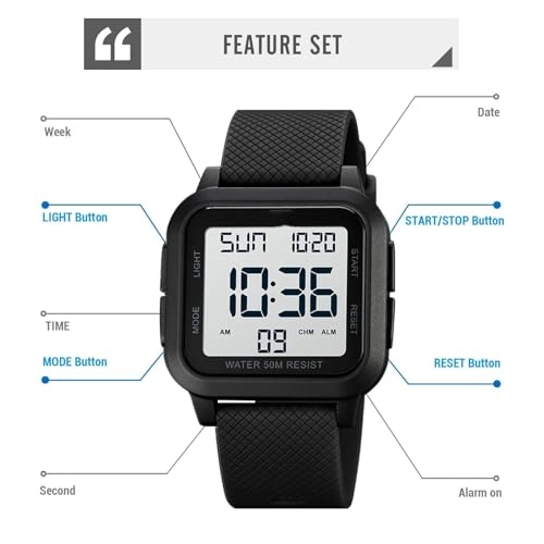 Sport Digital Watch 40mm Acrylonitrile Butadiene Styrene