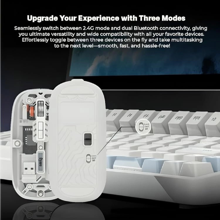 Diazo Rechargeable Wireless Mouse - 2.4Ghz Bluetooth 5.2