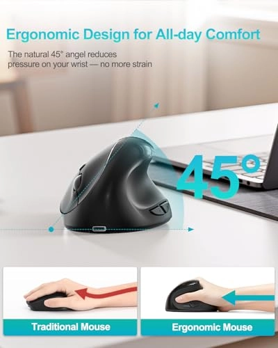 Wireless Ergonomic Mouse - Wireless 2.4GHz USB