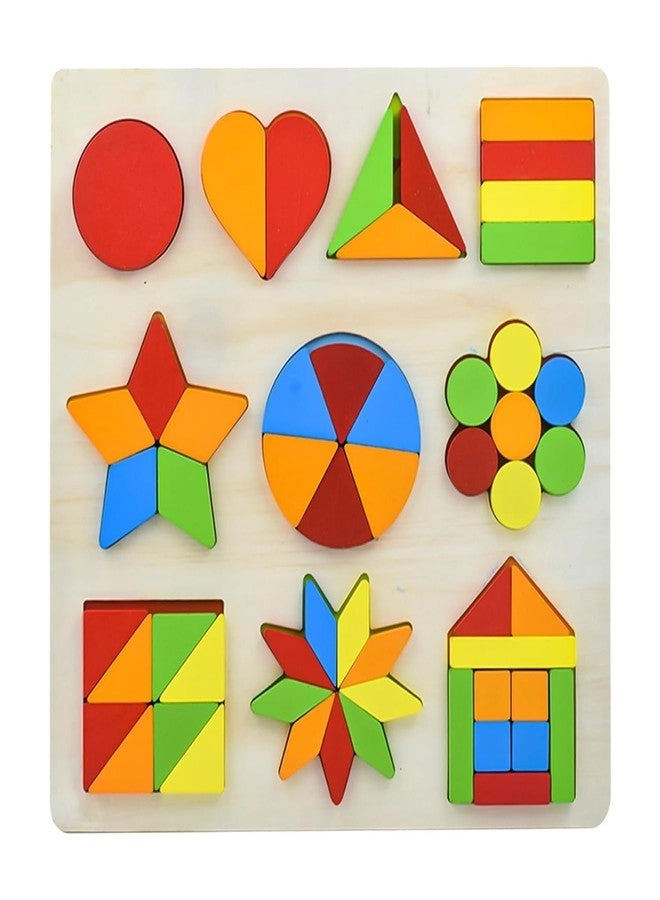 SHINETOY ENTERTAIN KIDS 10 in 1 Wooden Square Tangram Puzzle - 40 pieces