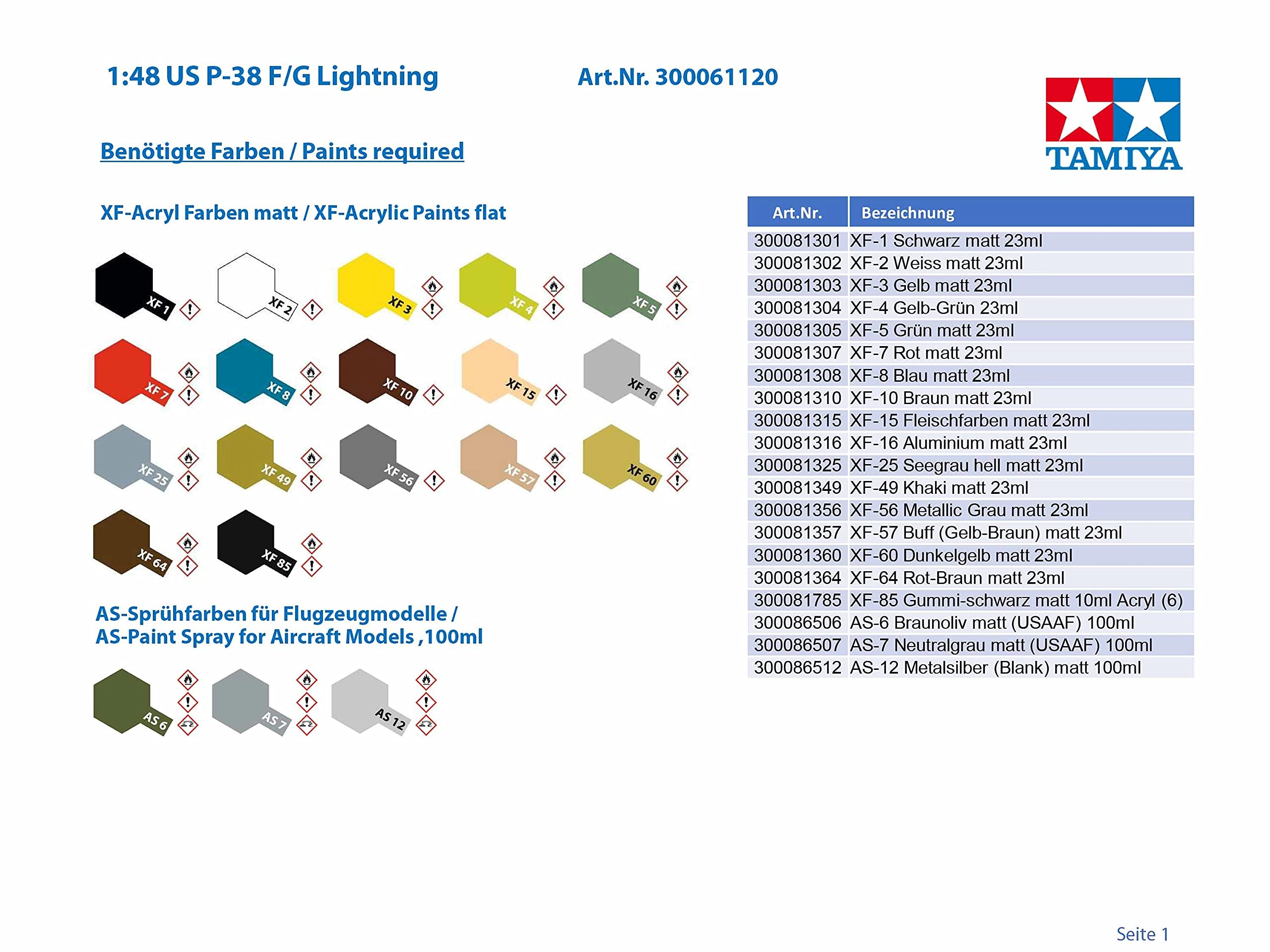 Lockheed P-38 Lightning Model Kit (TAM61120) - 1:48