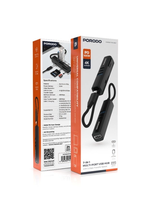 7-in-1 USB-C Hub - 4K@30Hz 100W PD