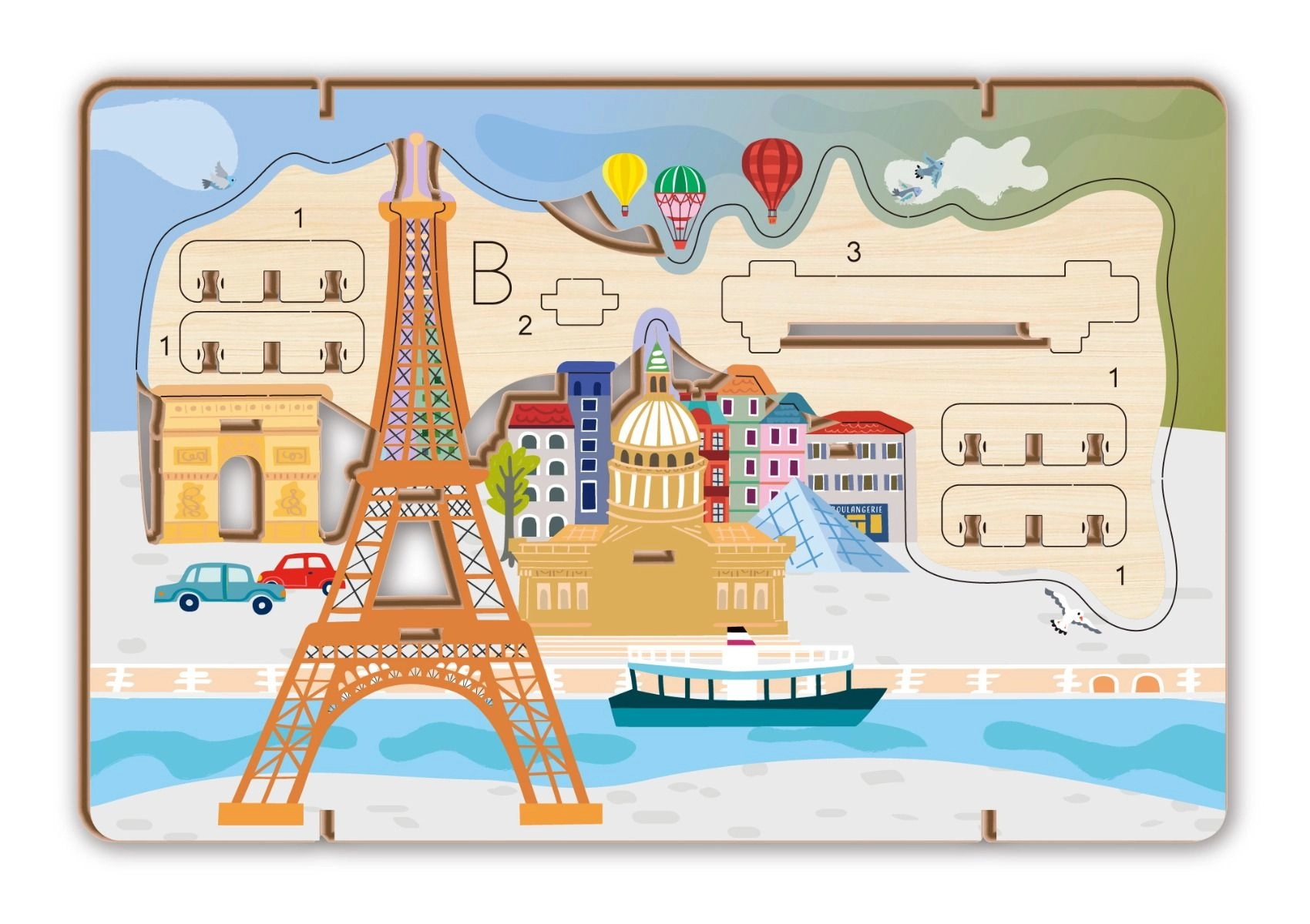 Lets Travel Together 3D Cityscape (AVPZ245079) - Paris Wooden