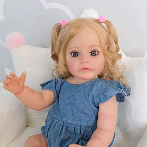 Reborn Baby Doll - 22inch 55cm Vinyl Silicone Girl Long Hair Ages 3+