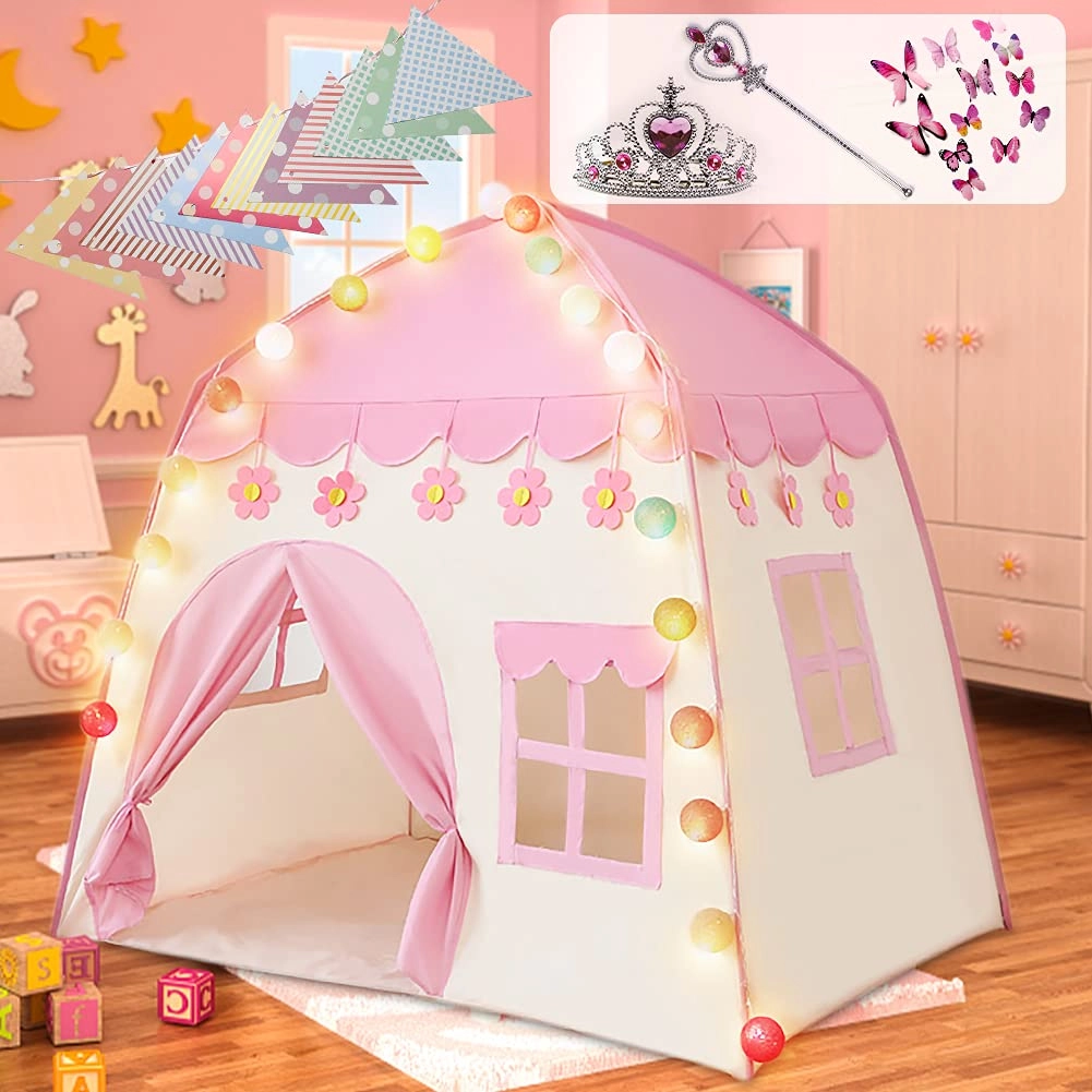 labeol Princess Castle Play Tent - 130 x 130 x 100 centimeters Pink