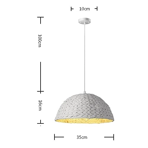 Rattan Woven Chandelier - White 35cm