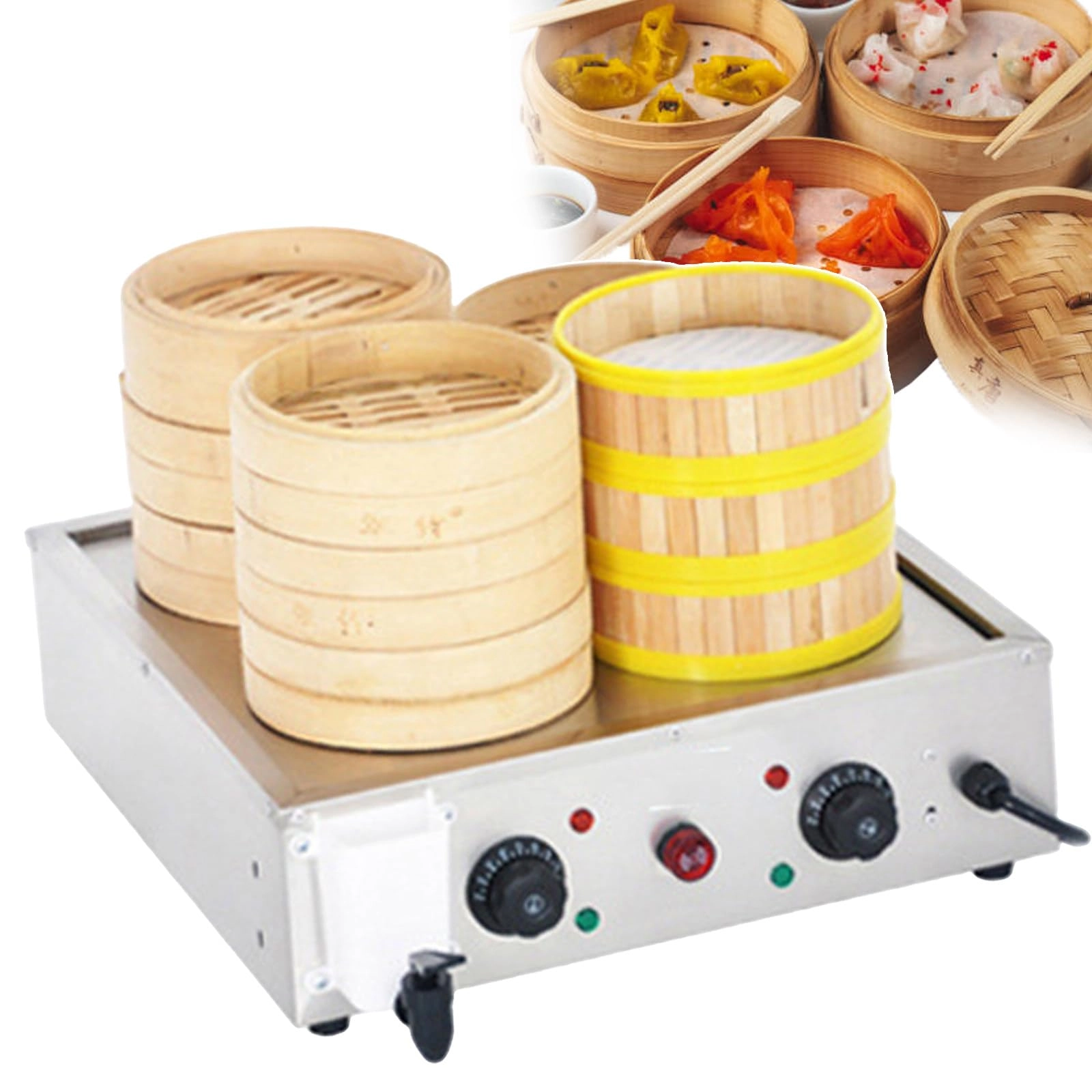 Electric Steamer - 2/4/6-Hole Commercial 30~110°C