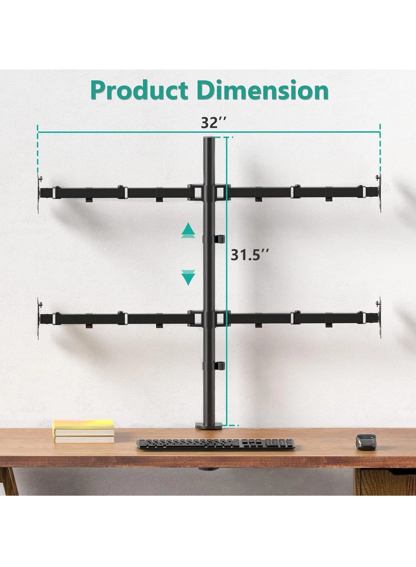 Quad Monitor Stand - four 27-inch 75x75mm, 100x100mm