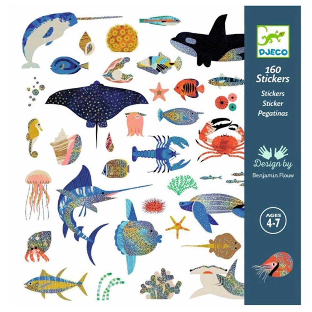 DJECO Ocean Sticker Book Metallic 160 pcs