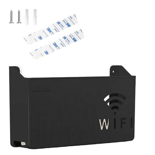 WiFi Router Wall Mount Box - 24.5 x 6 x 14 cm Black