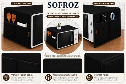 Microwave Oven Cover - 100 x 35 cm Black Nylon