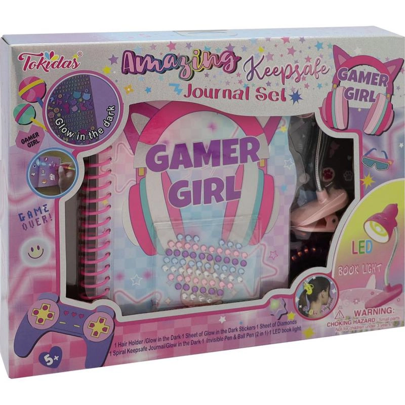 Journal Book - Rectangle + PomPom Pen + Gems + Clip + Washi Tape + Stickers