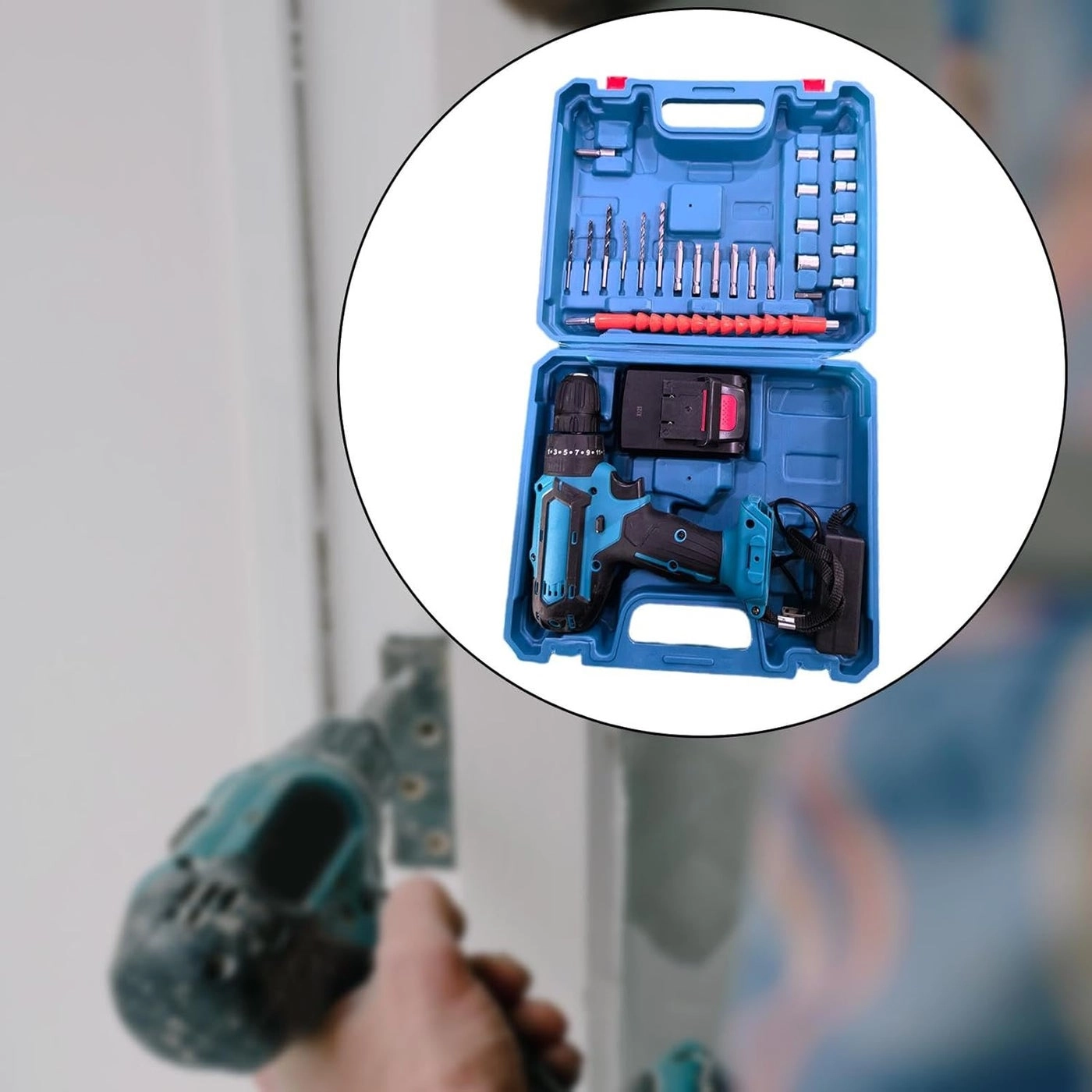 Cordless Power Drill Set - Compact Rechargeable