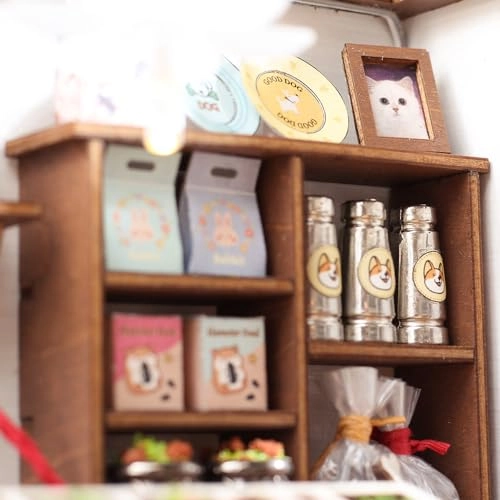 DIY Dollhouse Miniature Kit - Dust Proof Cover Gray Wood