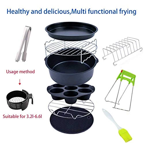 Air Fryer Accessories - Carbon steel, stainless steel, silicone 10pcs/set