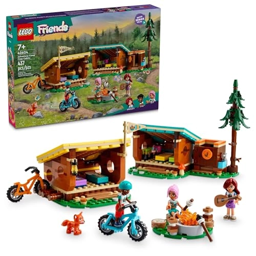 Friends Adventure Camp Cozy Cabins (42624) - 3 mini dolls fox 2 mountain bikes