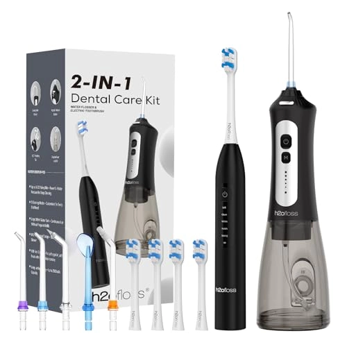 Sonic Electric Toothbrush - Rechargeable 2000mAh + Water Flosser - 2500mAh 300ml Tank