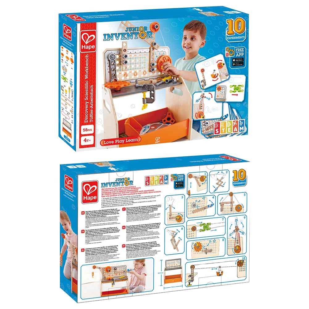 Junior Inventor Discovery Scientific Wooden Workbench - 4 + 58 pieces
