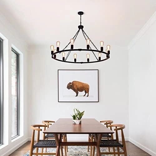 Rustic Farmhouse Chandelier - Dimmable