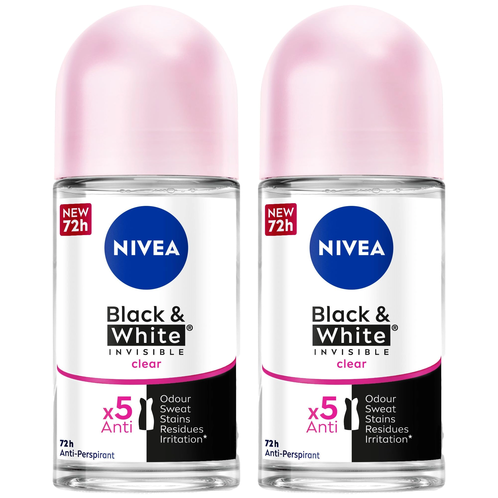 NIVEA Invisible for Black & White Clear Roll-On Anti-Perspirant Deodorant - Unscented 160 gram
