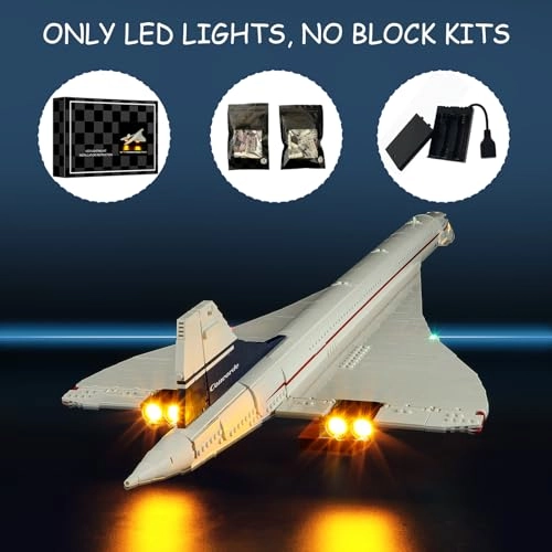 LED Light Kit for Lego 10318 Airbus Concorde Set - USB battery