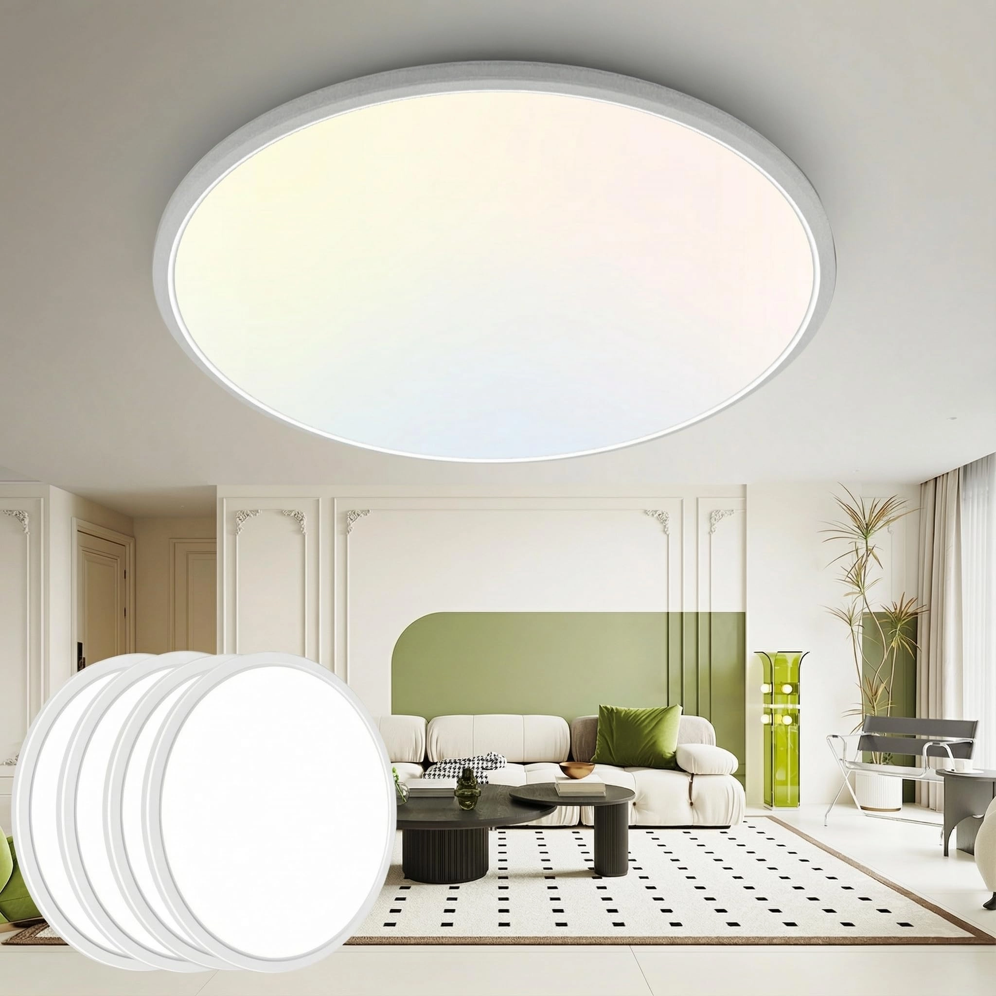 15.8INCH Flush Mount Ceiling Light - 3000/4500/6000K Dimmable 4Pack