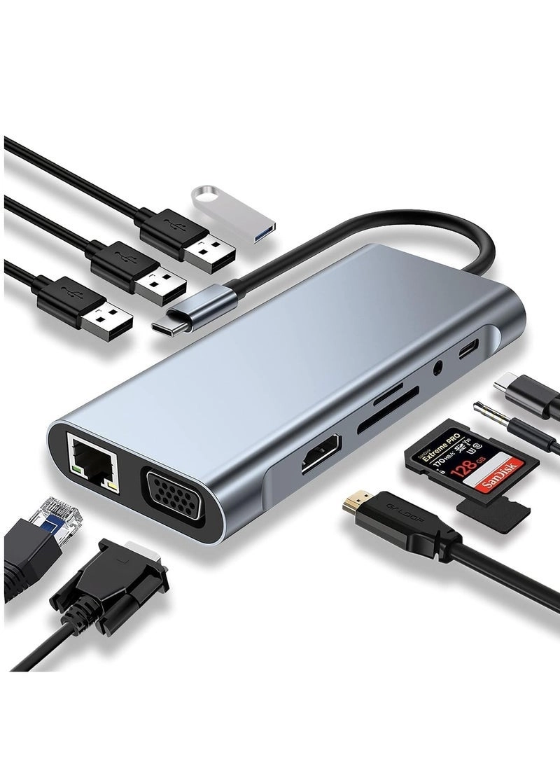 USB C Hub - 10-in-1 4K HDMI Ethernet