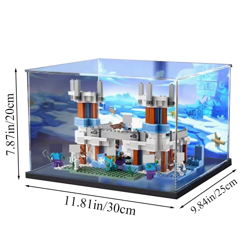 Clear Acrylic Display Case - 11.81x9.84x7.84in. Black Bottom+background