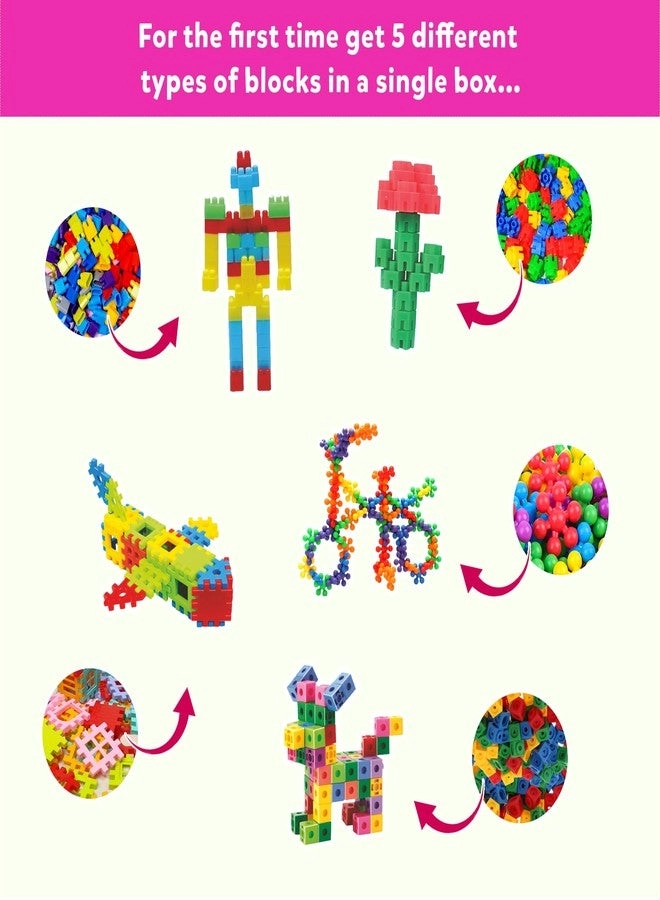 5-in-1 Ultimate Plastic Building Blocks - 250+ pcs