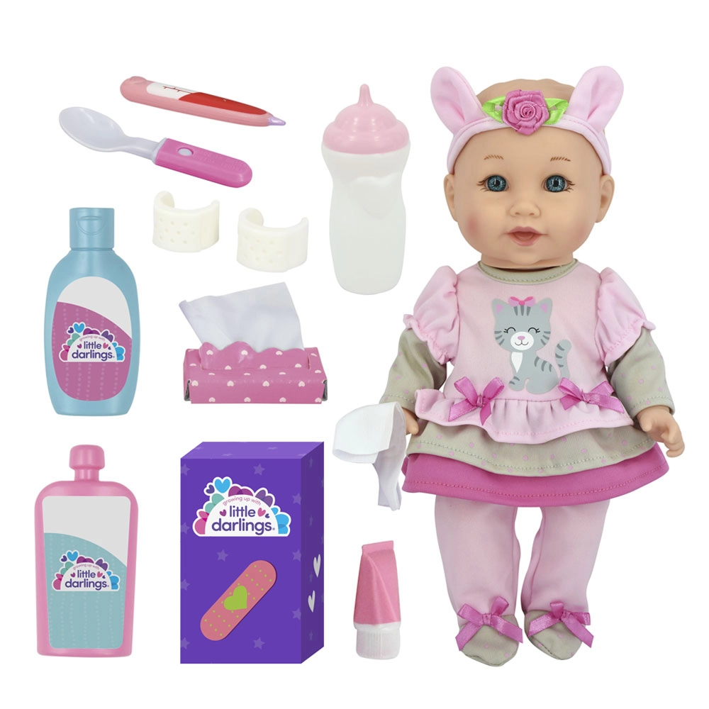 Baby Maziuna Little Darlings Get Well Soon Doll - 12" 15Pcs Ages 2+
