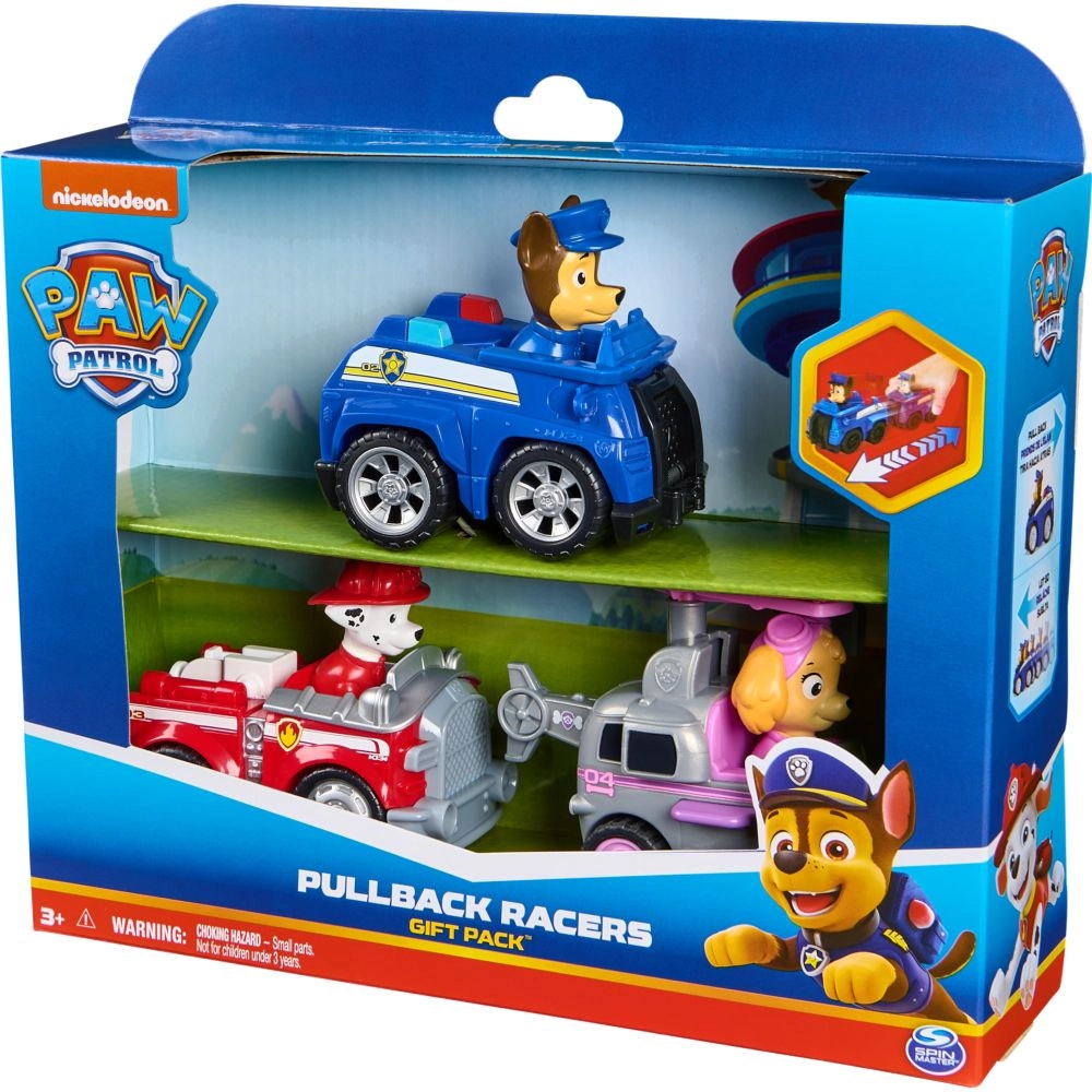 SPIN MASTER GAMES Paw Patrol Pullback Rescue Racer - 3pcs Gift Pack