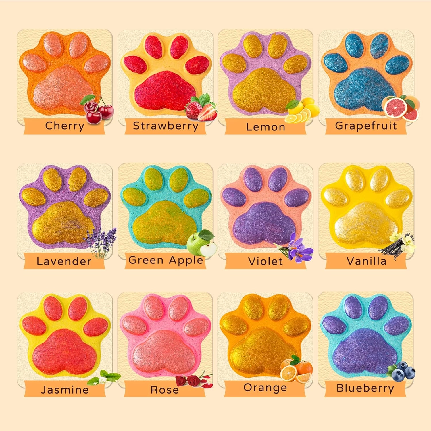 Paw Bath Bombs - 12 Pack Surprise Toys Inside