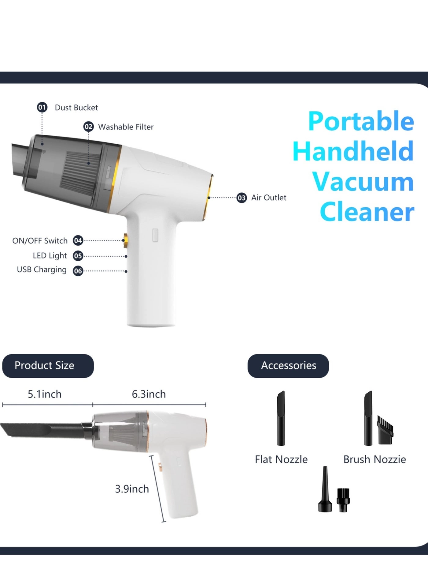 Car Vacuum Cleaner - Cordless 12000PA